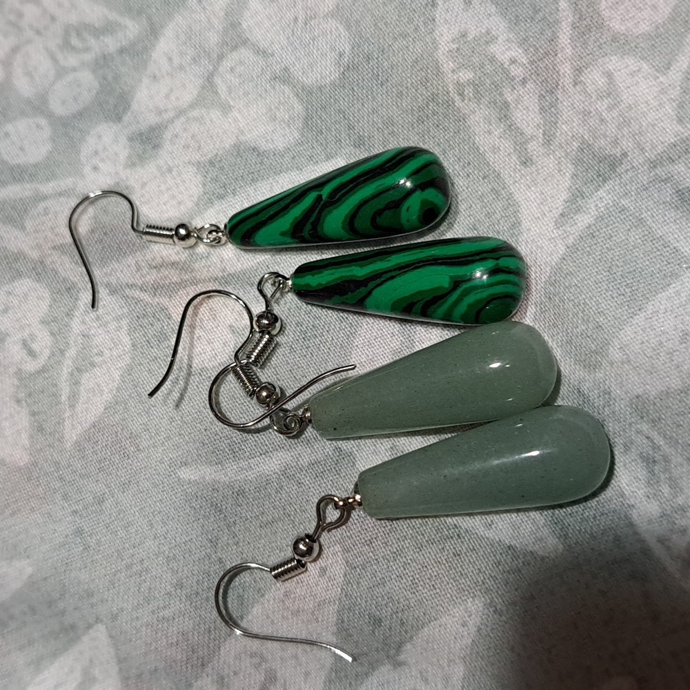 Drop Malachite & Jade earrings